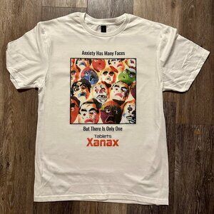 Vintage Xanax Ad Retro T-shirt. Anxiety Has Many Faces Mental Health Meme Tee.